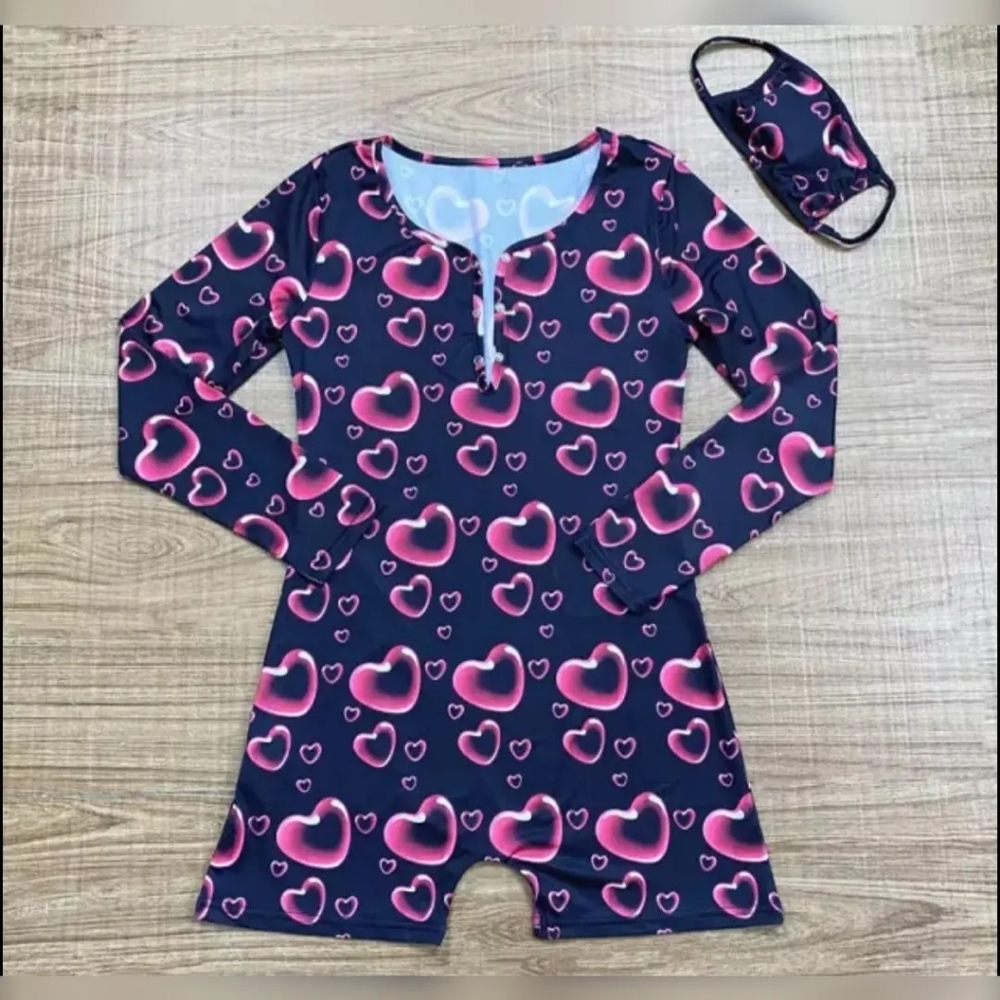 Sexy Long Sleeve heart onesie romper